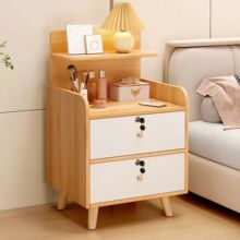 床头柜简约床头带锁收纳柜实木腿小户型经济型床边小柜子直销批发