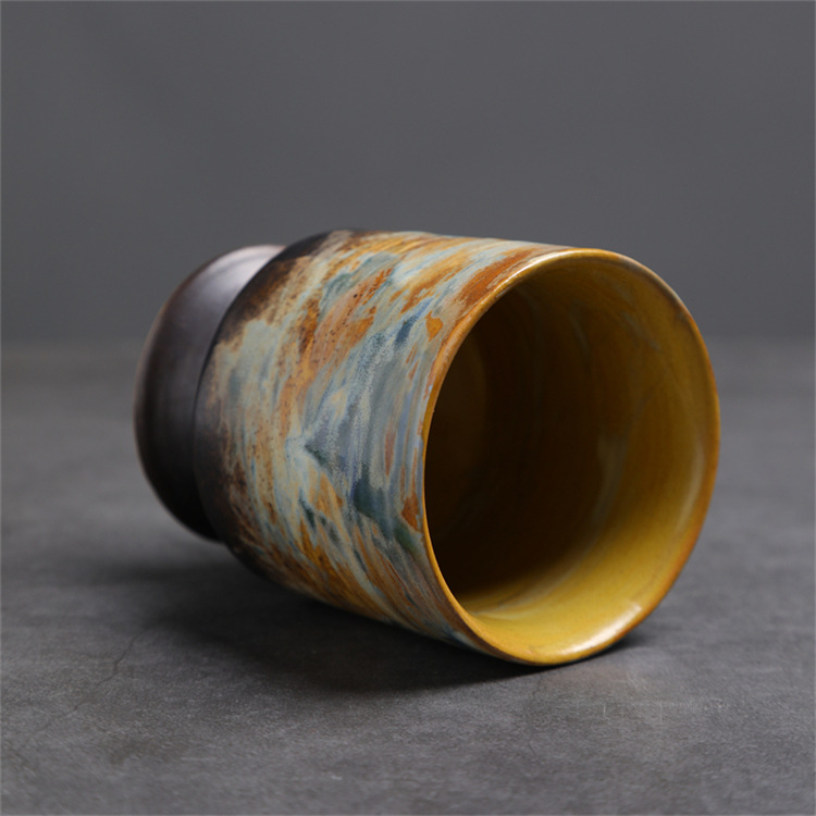 Rustikale Keramik Kaffeetasse Mit Graffiti Vintage Frühstücksbecher_voghion.com