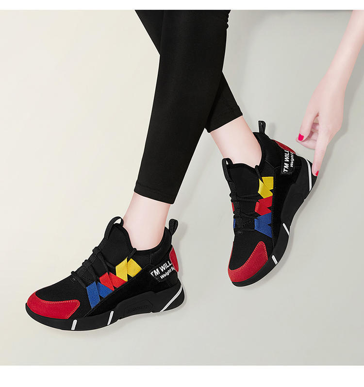 Giày sneaker nữ chunky đế dày tăng chiều cao, phối màu sành điệu mùa xuân hè 2025 — ML 8300-1 màu đỏ [có lót nhung] chiều cao gót 3.0cm, ML 8300 cao gót đỏ 3.0cm, ML 8300 màu xanh cao gót 3.0cm, ML 8300-1 màu xanh lam [có lót nhung] chiều cao gót 3.0cm chi tiết 4