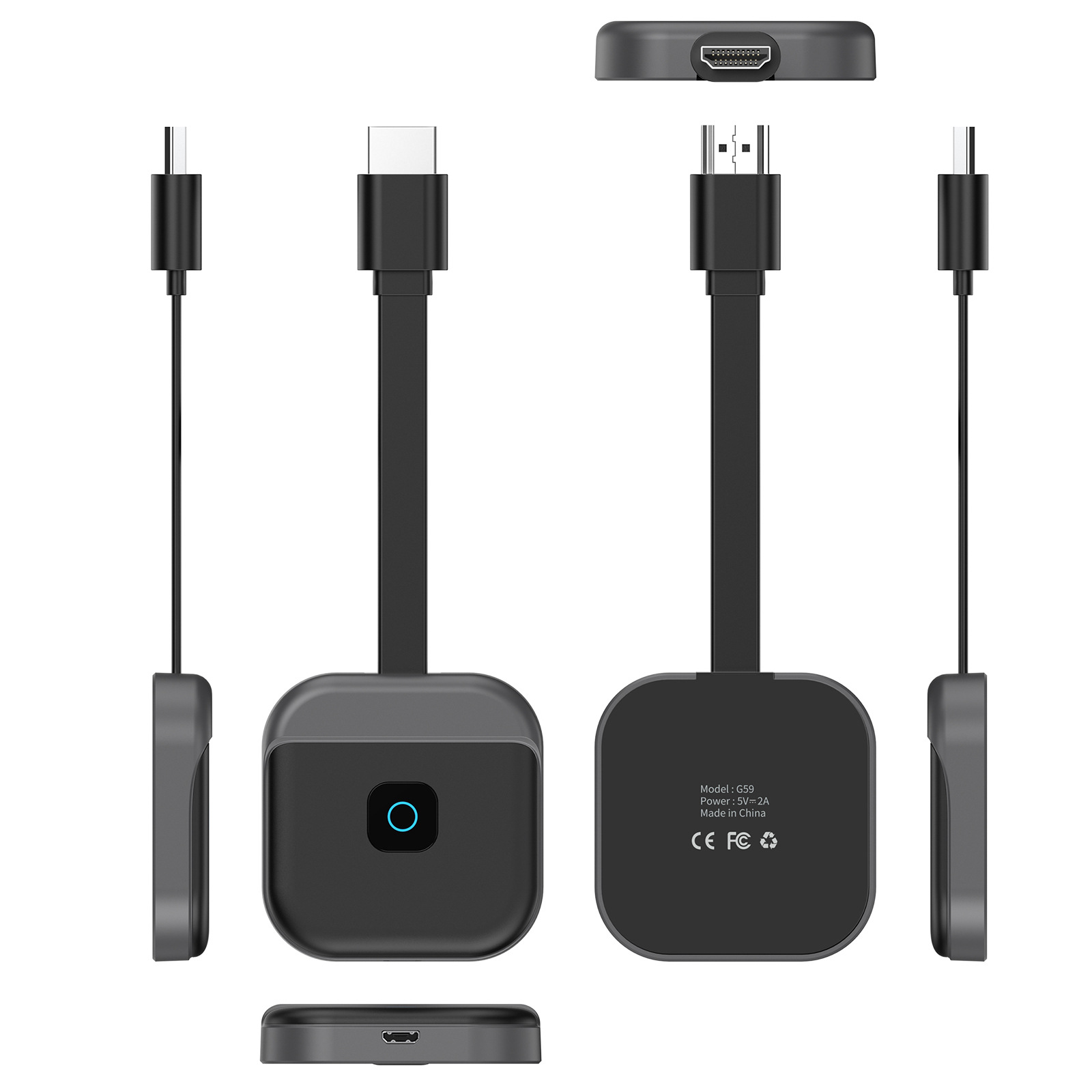 Neues G59 Handy-TV-Spiegelgerät mit drahtloser Spiegelung zwischen horizontalem und vertikalem Modus, Full-HD-Wiedergabe_voghion.com