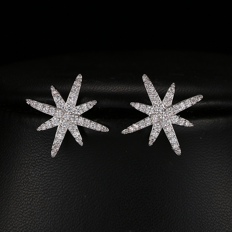 platinum retro earrings with zircon