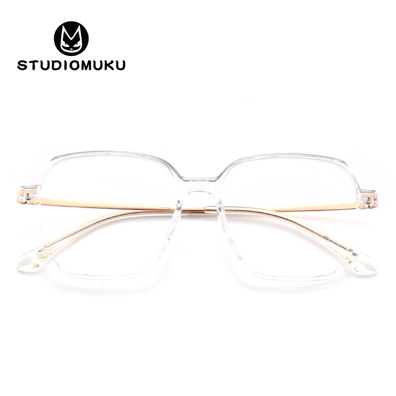 STUDIOMUKU Muku gafas de moda nacional de color caramelo cara grande marco completo transparente gradiente retro miopía gafas marco image 6