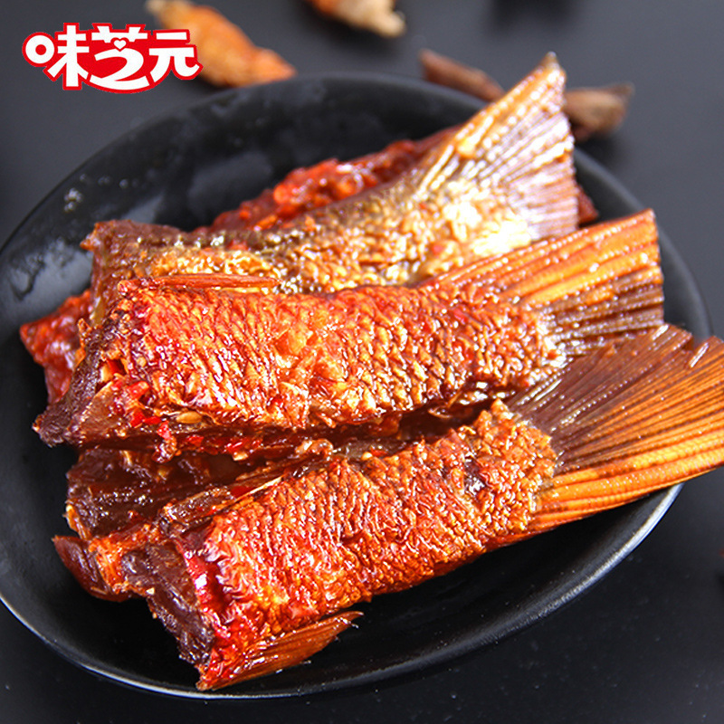 味芝元鱼尾鱼排26g香辣味鱼尾巴湖南特产鱼块零食批发特辣劲爽