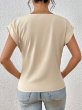 T 19601 Elegant Solid Color V Neck T Shirt ��ɫV�IT��