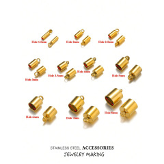 ステンレス鋼バケツレザーロープバックルネックレスブレスレットアクセサリー Diy ジュエリーアクセサリーゴールデン円筒ネックレス接続バックル