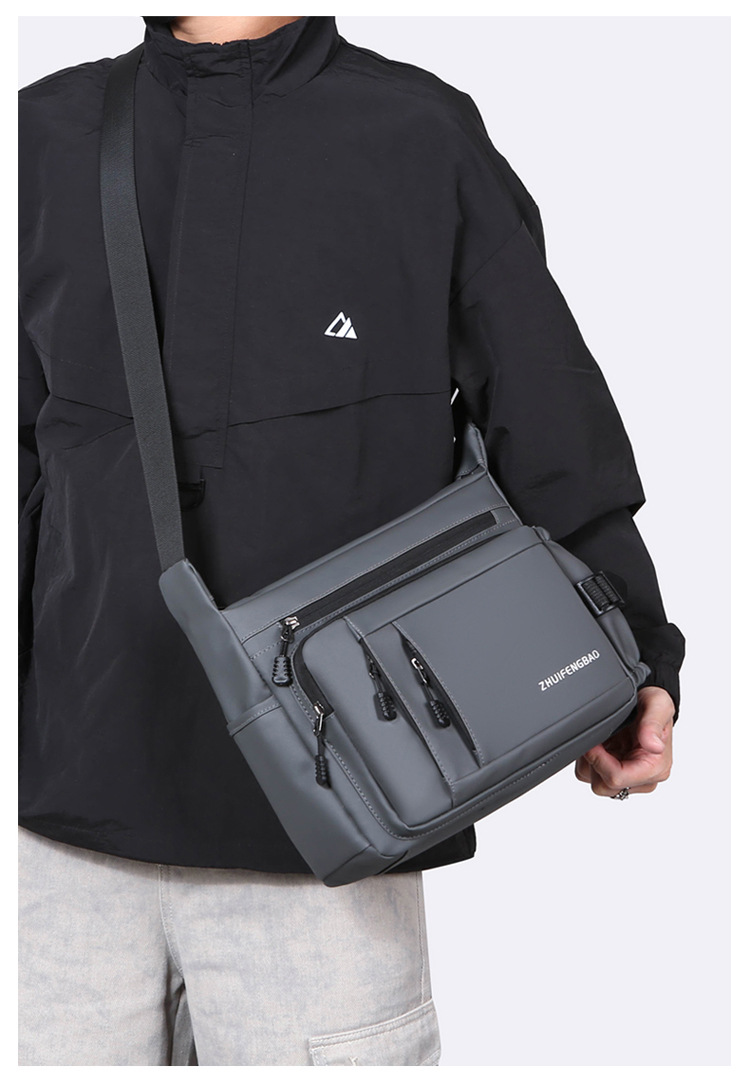 Large-capacity multi-layer men's bag with zipper, fashionable water-resistant crossbody bag, business small backpack, lightweight travel single-shoulder bag undefined