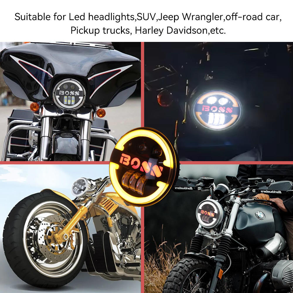 Cross-Border Hot-Selling Harley Motorcycle Spotlight 5.75 Inch 60W Wrangler Boss Car Led Headlight Modification Headlight