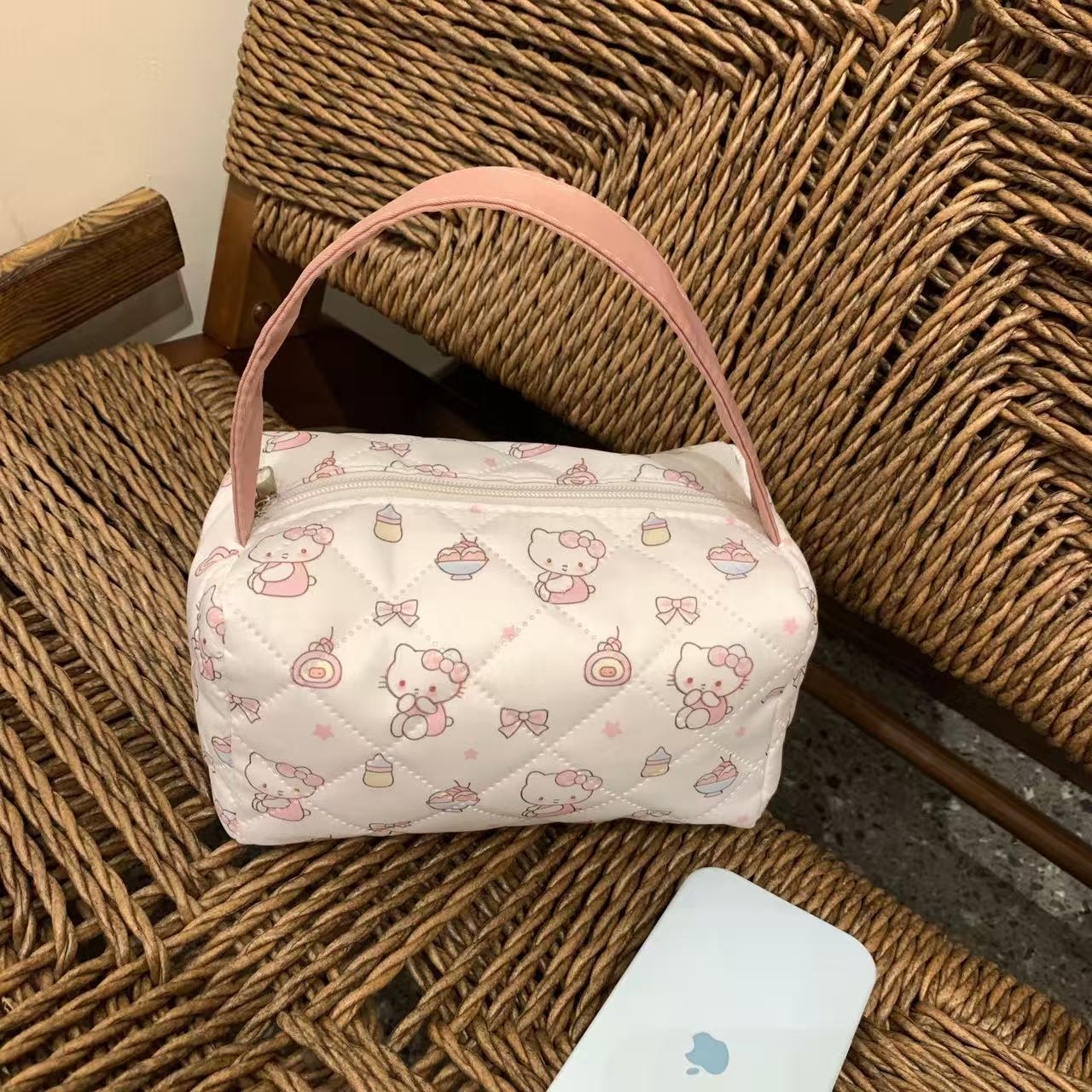Pink and white cosmetic bag (single bag)