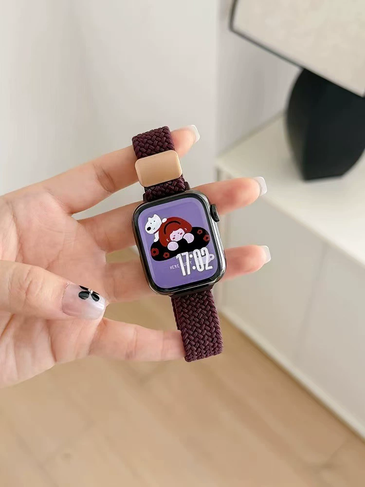 【Детально】Совместимо с ремешком iwatch10 S9 Apple Watch applewatch8 нейлон бороздчатый магнитный всасывание