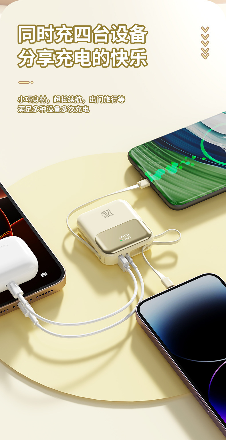 3C Sertifikalı Süper Hızlı Şarj Powerbank 20000mAh Kablolu Kompakt Taşınabilir Mobil Güç Kaynağı