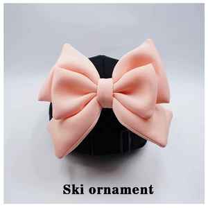 Light Orange Double Layer Bow Ski Hat Helmet Cover Plush