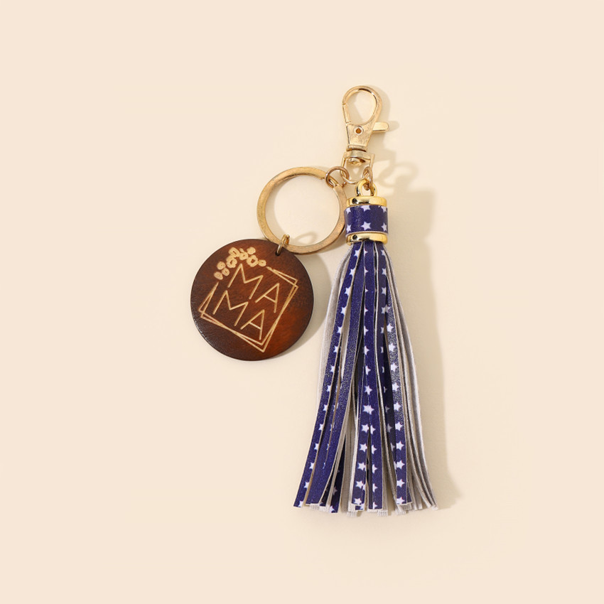 17g Weight Keychain Classification 1 Piece Quantity Casual, Holiday, Daily Occasion Pu Leather Material Mother'S Day Festival Letter, Tassel Pattern Unisex Gender Modern Style Style Modern Style Letter Tassel Pu Leather Mother'S Day Unisex Keychain 36