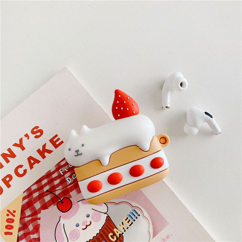 かわいいいちご猫ケーキairpods proはリンゴ2/3世代bluetoothイヤホン保護カバーソフトケース女を適用している|undefined