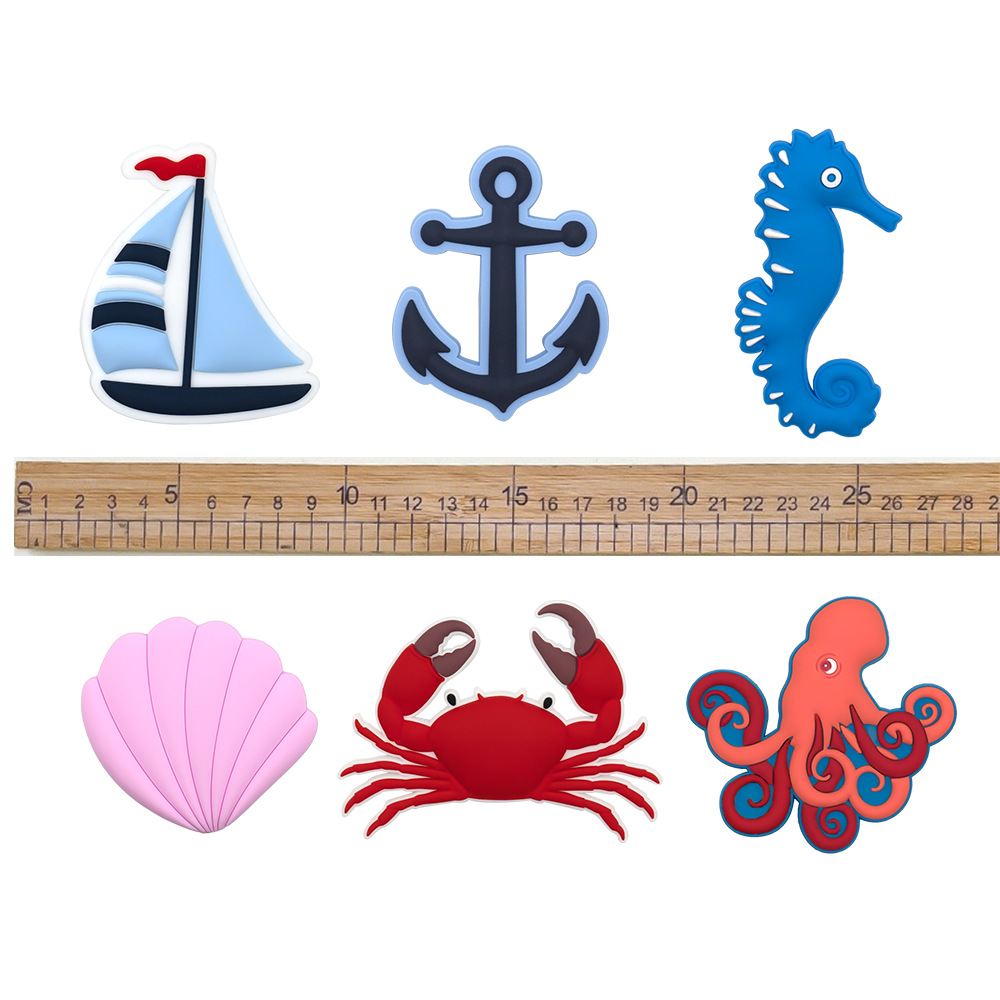 60g Weight Bag Hardware Bag Accessories Type 1 Piece Quantity Daily Occasion PVC Material Anchor, Crab, Shell Pattern Marine Style Style 1 Piece PVC Anchor Crab Shell Bag Hardware 2