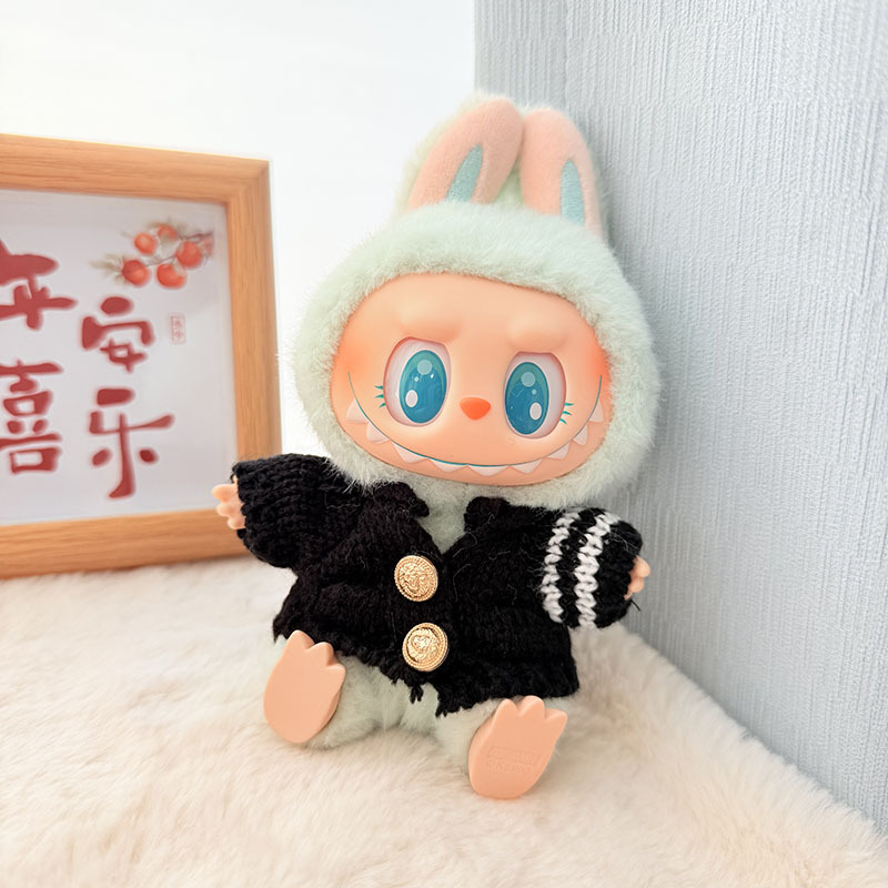 Solo ropa] Llavero de primera y segunda generación Labubu colgante de ropa Rabubu ropa de bebé suéter de punto traje de sombrero