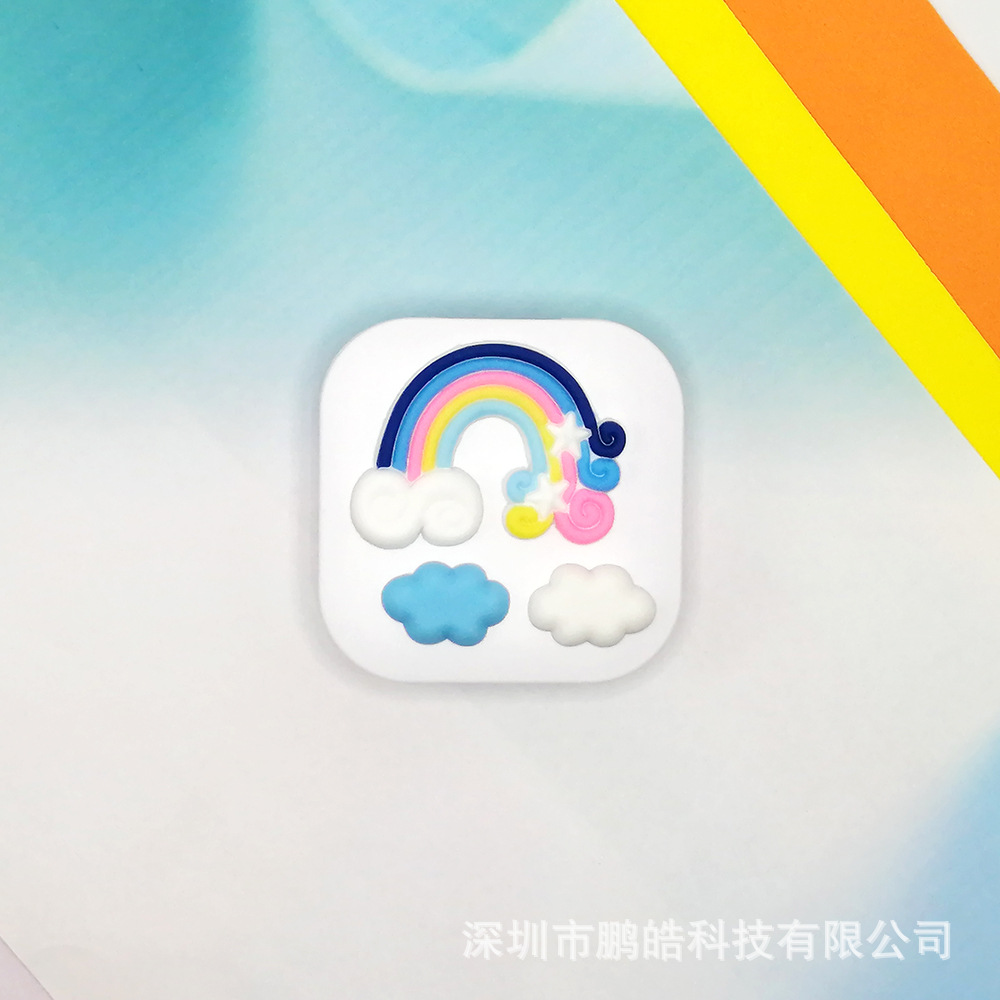 方形白色乳牙盒配彩虹