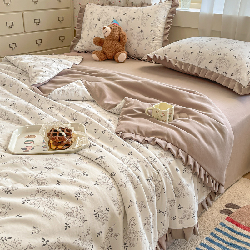 Verano nuevo estilo algodón lavado bordado edredón de verano edredón fresco de verano dormitorio individual y doble colcha delgada lavable a máquina edredón de aire acondicionado image 10