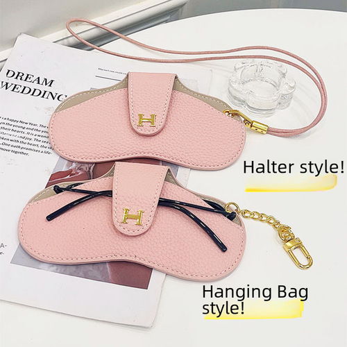 H Clip Neck Glasses Bag Portable Sunglasses Storage Case for Men and Women, Nearsighted Glasses Holder, Anti-Lost Protection Cover