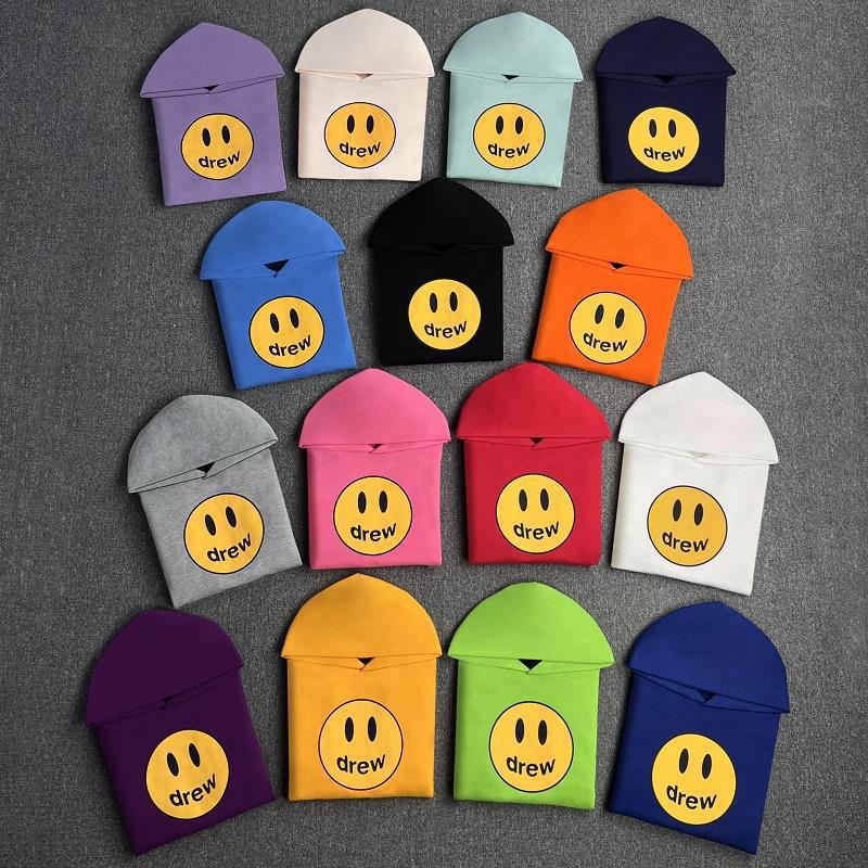 Drew Smiley Face Niche 트렌디 브랜드 Bieber 아메리칸 스타일 느슨한 남자 커플 가을과 겨울 기모 후드 올 매치 땀