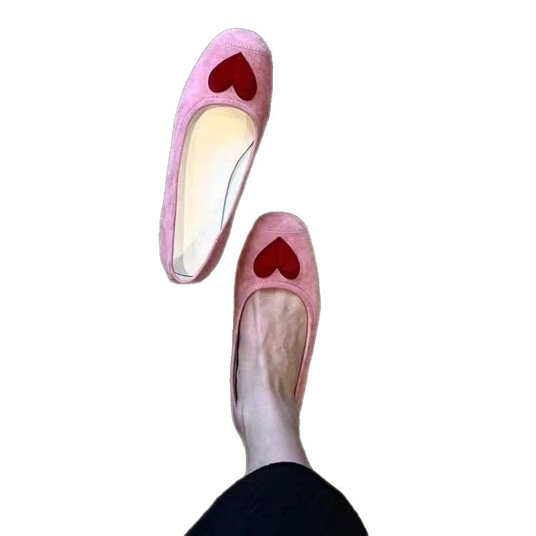 Nuevos zapatos de cabeza redonda plana de amor de la abuela con un pedazo de pie poco profundo encantador viaje diario para reducir la edad zapatos para mujeres