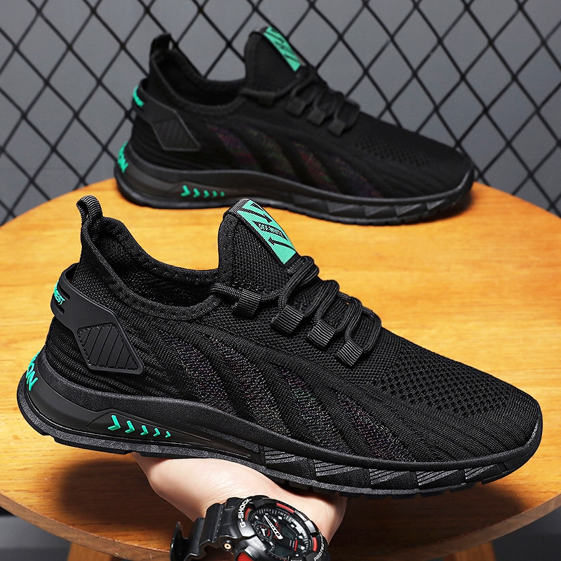 Мужские летние дышащие сетчатые рабочие спортивные кроссовки для бега, повседневные черные легкие дорожные сетчатые туфли с защитой труда, нескользящие