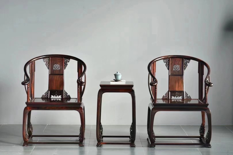 老挝红酸枝巴里黄檀皇宫椅太师椅三件套仿古典新中式红木家具