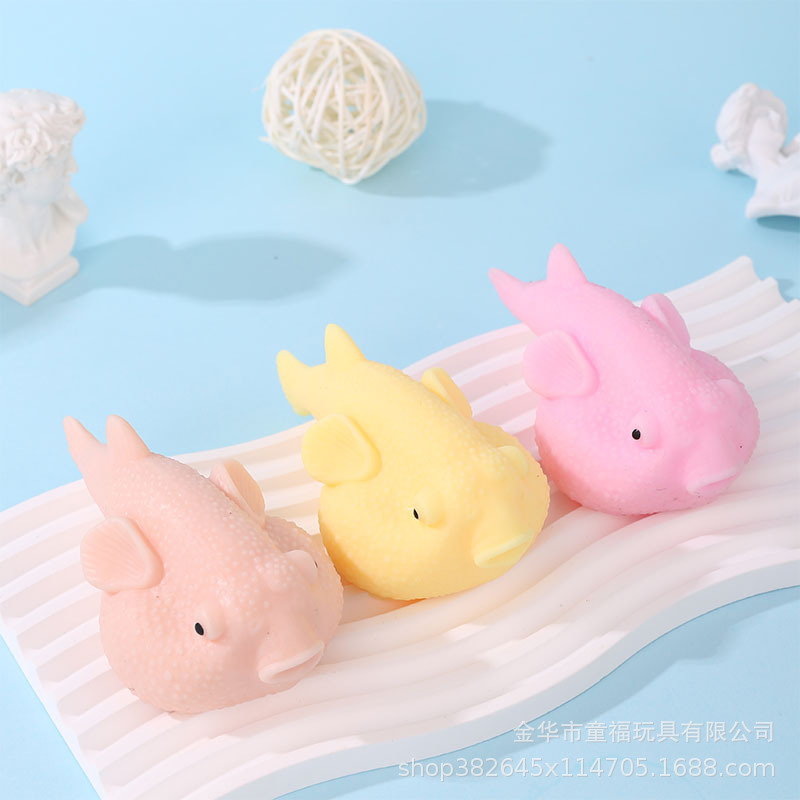 Cross-border simulation decompression puffer fish pinch music creative ocean slow rebound decompression trick vent toy manufacturers wholesale