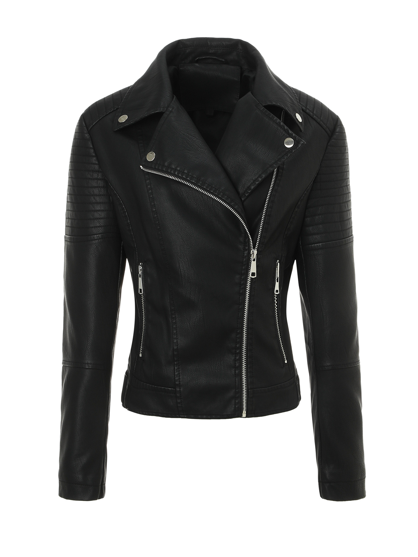 Retro polyurethane jacket with zipper