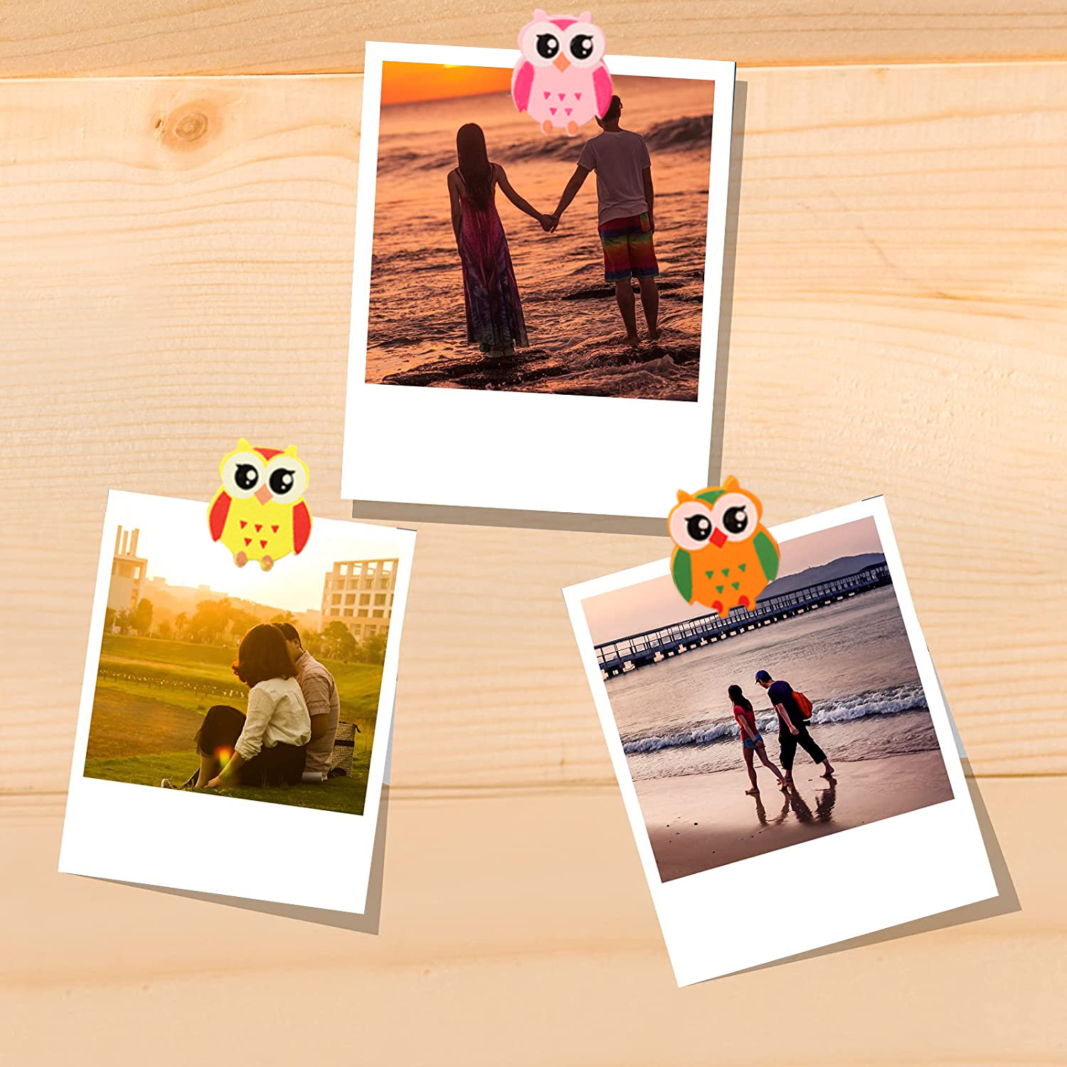 30 Unids creativo búho de siete colores decoración de la pared en forma de H de dibujos animados de uñas lindo metal pasador de madera