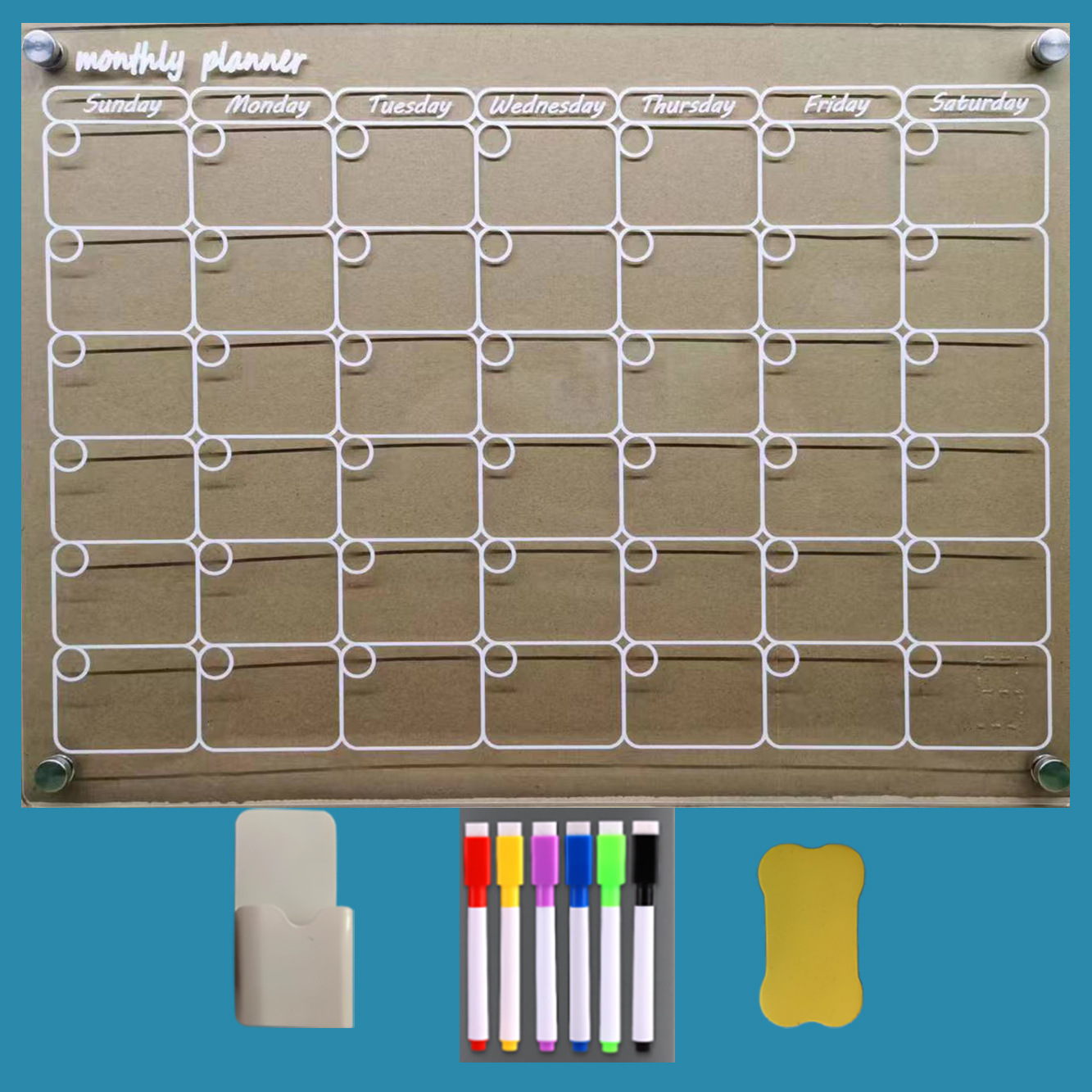 Medidor mensual B + contenedor de bolígrafo + seis bolígrafos N ° 3 + pizarra