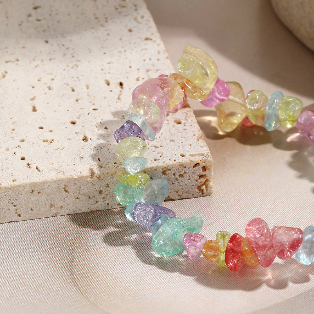 jewelry Bohemian colored gravel bracelet jewelry natural stone bracelet_voghion.com