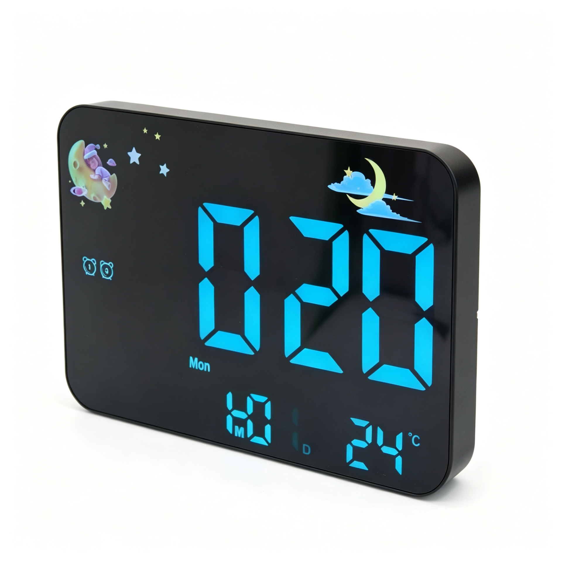 Reloj de espejo creativo más vendido de Amazon, reloj multifuncional con pantalla LED de temperatura, diseño simple con indicador del día de la semana 2715