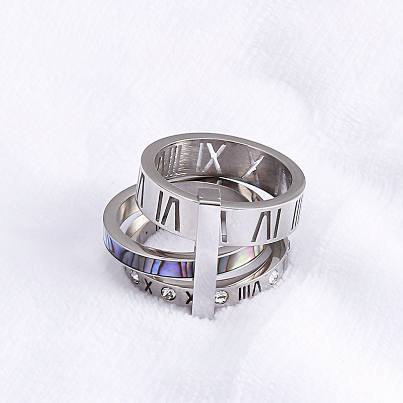 Retro Geometric Stainless Steel Rings Inlay Resin Rhinestones Stainless Steel Rings display picture 14