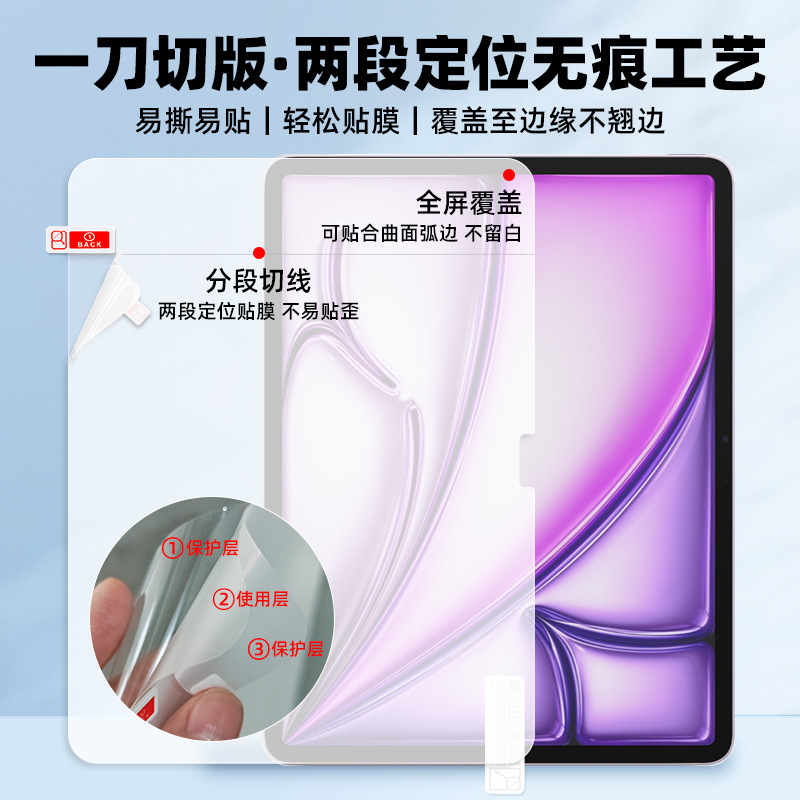 适用ipad Air2025 11/13寸一刀切版高清tpu水凝膜 防摔磨砂平板膜|undefined