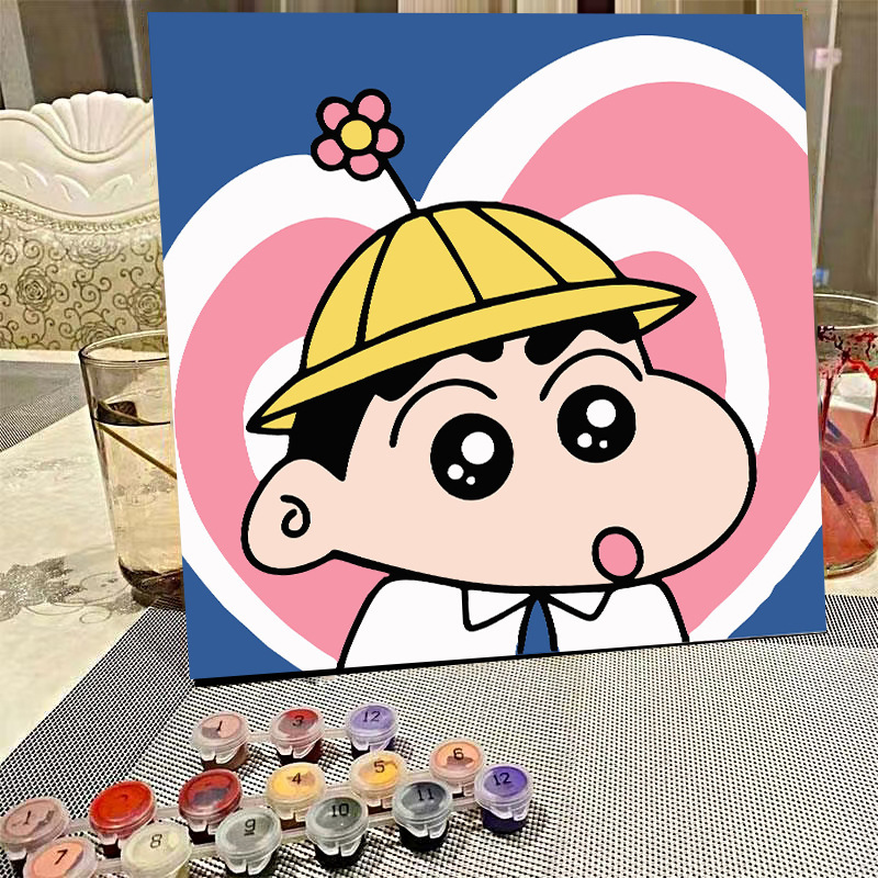 デジタル油絵diyの塗り絵の子供は漫画のアニメを埋めて色を塗ります。|undefined