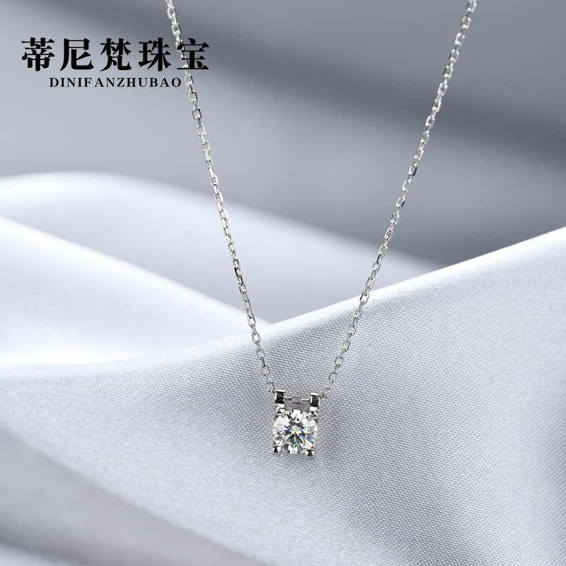 S925 plata esterlina moissanite collar de diamantes joyería moda las mujeres ins frío estilo cabeza vaca colgante clavícula cadena Accesorios