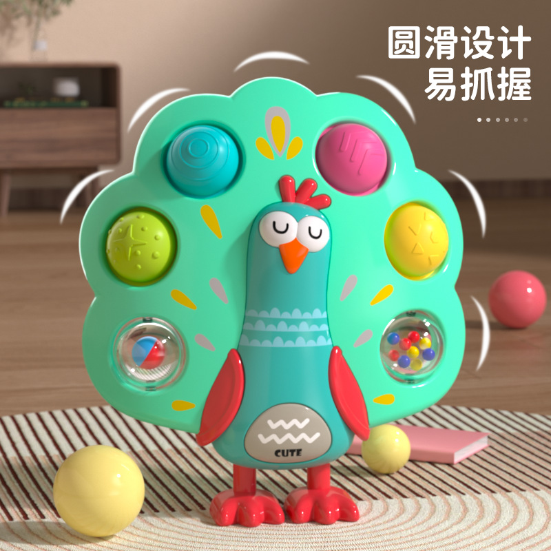 Juguetes para bebés y niños, burbujas de presión de pavo real, bolas de tablero de agarre de mano, juguetes de presión de entrenamiento de dedos de rompecabezas para bebés