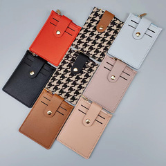 2022 New Small Card Holder Women's Change Ultra-Thin Card Holder with Pull-On Solid Color Short Mini Card Holder Driver's License