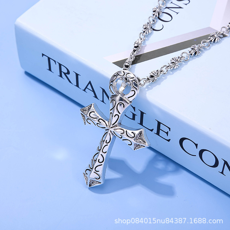 thumbnail for Europe and America Crow Necklace Double Cross Retro Pendant Same Jewelry Couple Gift Zircon Pendant Factory