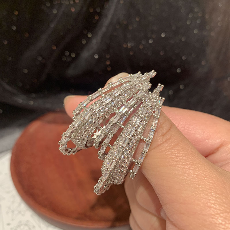 fashion oval zircon multi-layer three-dimensional copper hoop earrings wholesale