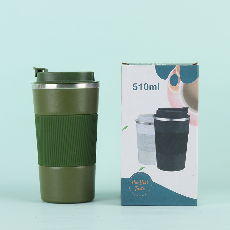 Nueva taza de vacío de acero inoxidable taza de agua de negocios taza de café de tres generaciones taza de coche con tapa de silicona taza portátil