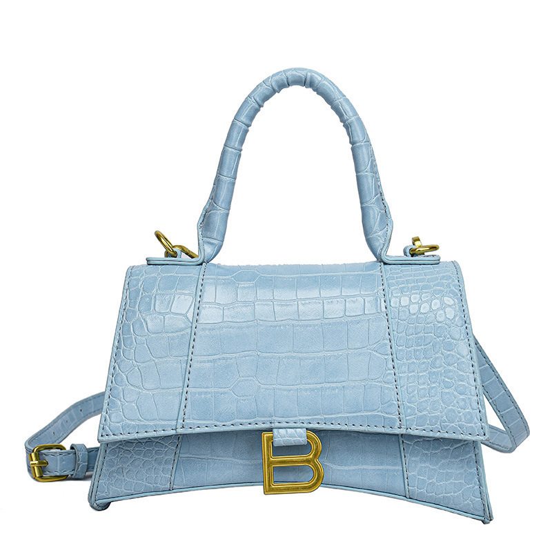 2026 Cross-Border Fashion Hourglass Bag with Crocodile Pattern, Stylish Shoulder Bag, Trendy Textured Crossbody Small Square Bag, Vintage Women's Bag
