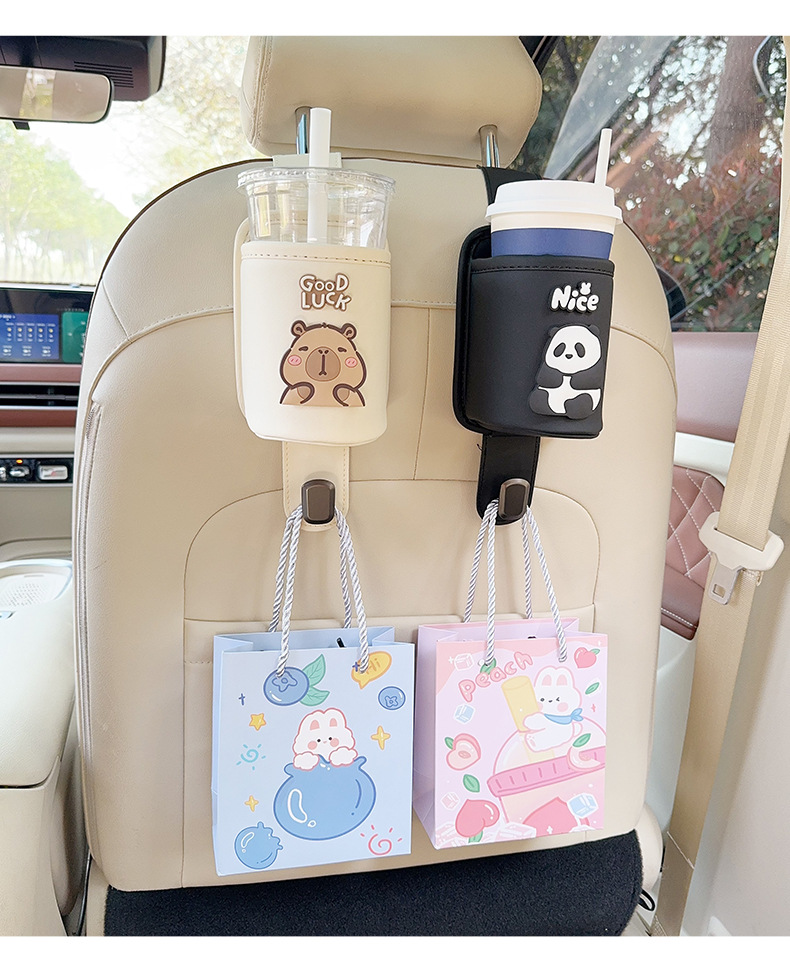 Car Seat Back Water Cup Holder Hook Car Rear Multi-Functional Beverage Storage Rack Umbrella Storage Hook for Women