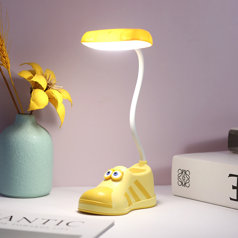 Lámpara de Mesa USB con Forma de Zapato, Recargable USB, con Soporte para Celular, para Dormitorio y Escritorio