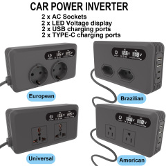 ホット販売カーインバーター 200 ワット電源コンバータ 12 V に 220 V 110 V デュアル USB + TYPE-C デュアルソケット