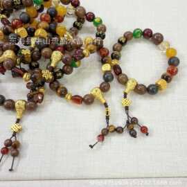 新多宝十八子五路财神扎基香珠手串虎眼石琥珀中国结手链礼物批发