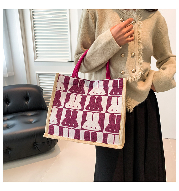 High-end mid-capacity canvas school commuting handbag 2024 new style fashionable and versatile linen single-shoulder tote bag undefined