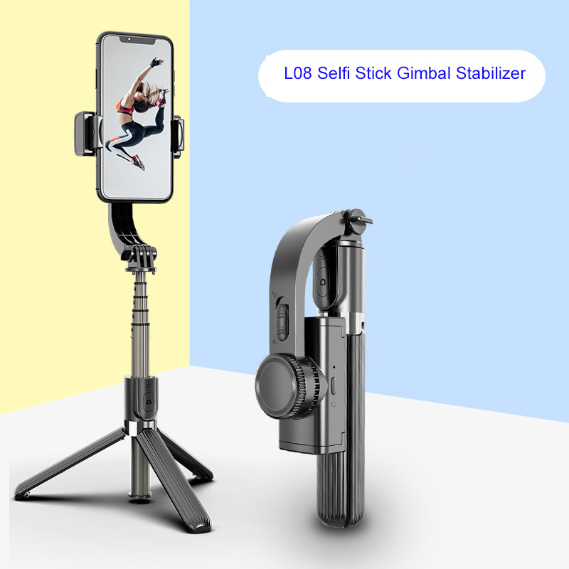 Selfie tyč L08 s Bluetooth stativem, ručním snímáním, stabilizací obrazu, dálkovým ovládáním a otočným stabilním integrovaným stojanem_voghion.com