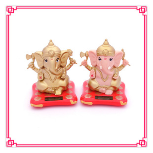 Small Solar-Powered Thai Ganesha Shop Decorations Southeast Asian Solar-Powered Ganesha Ornaments Gifts for Good Luck and Wealth