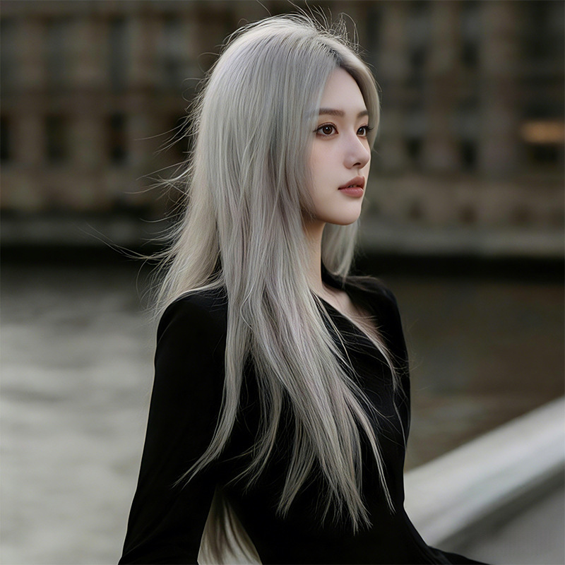 Cool and Stylish Mature Girl Group Style Granny Gray Long Straight Wig for Women, Versatile and High-End, Natural and Realistic Full Wig Cool and Stylish Mature Girl Group Style Granny Gray Long Straight Wig for Women, Versatile and High-End, Natural and Realistic Full Wig